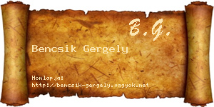 Bencsik Gergely névjegykártya
